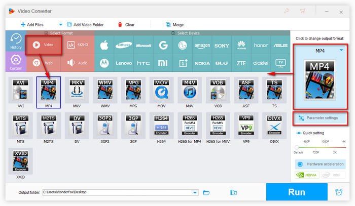 Select MP4 as Output Format