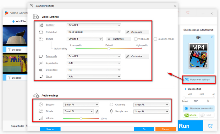 Adjust Video Parameters and Start Conversion