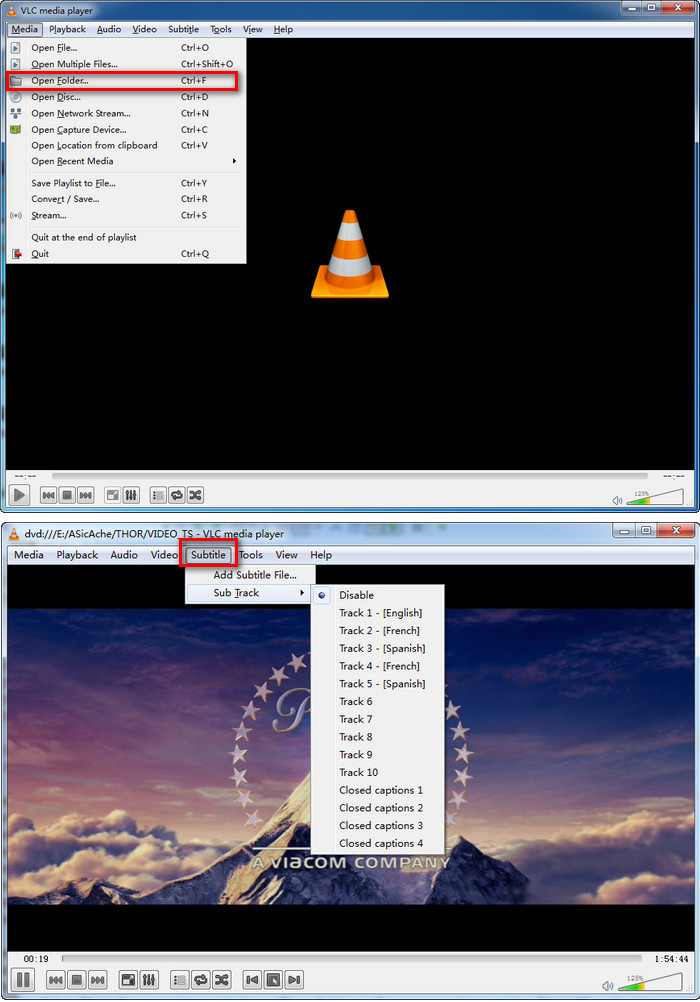 Open DVD Folder & Add Subtitle in VLC