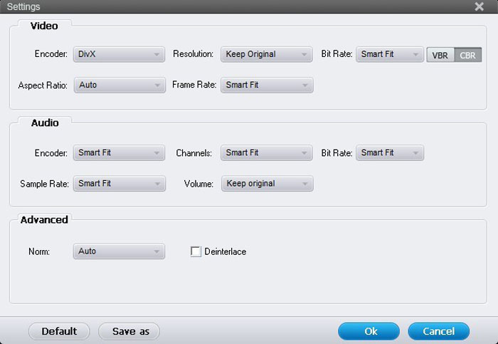 Settings for video/audio