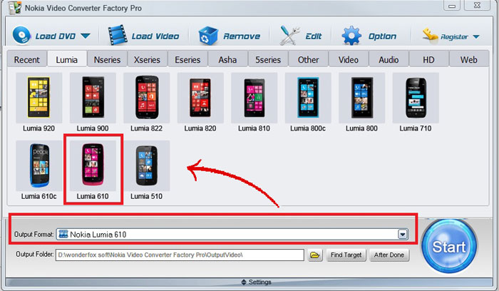 Choose Output Device as Nokia Lumia 610