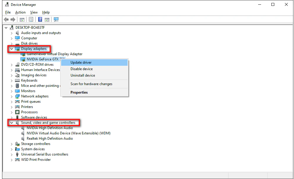 Update Video/Audio Drivers