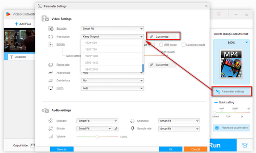 Customize Video Resolution