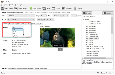 Convert 3GP with HandBrake