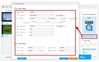 Modify MOV Settings