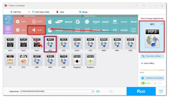 Select MP3 as Output Format