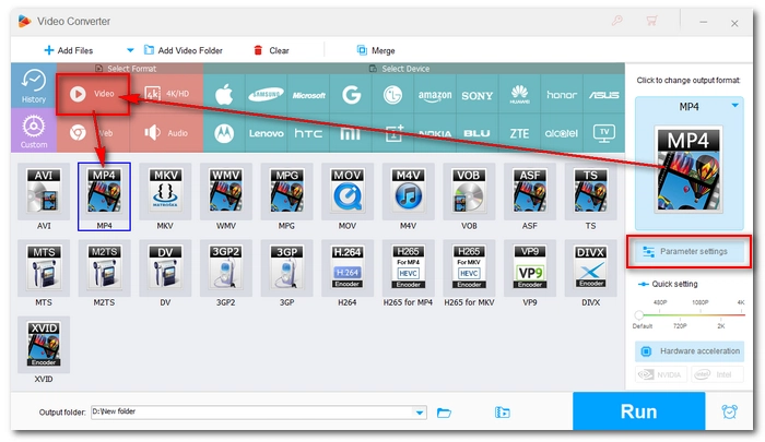 Select MP4 as the Output Format