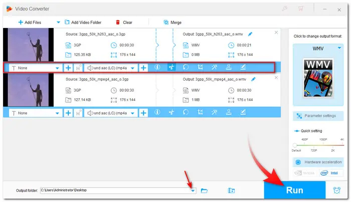 Start 3GP to WMV Conversion