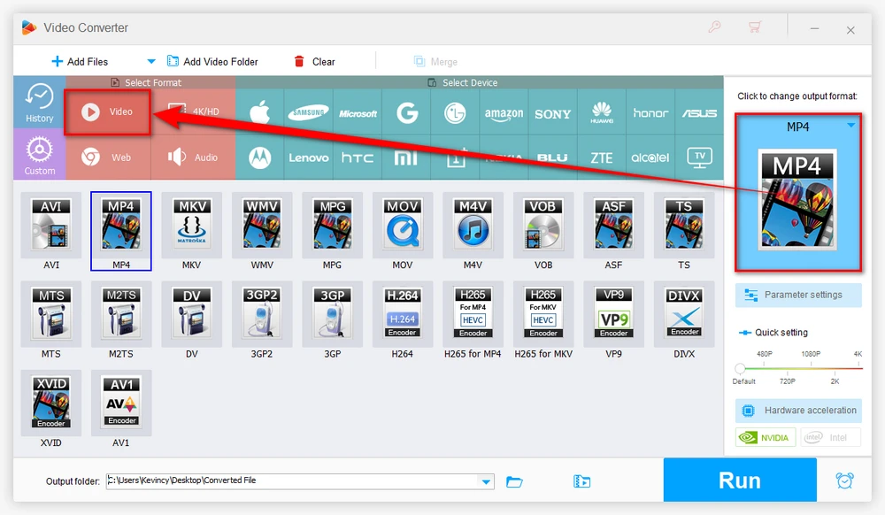 Select an Export Format for 480p to 4K Conversion