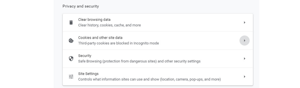 Clear cookies and cache 