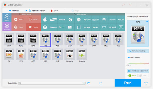 Choose output format as MP3