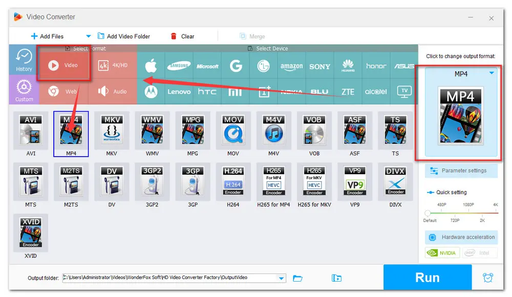 Select a Desired Output Format