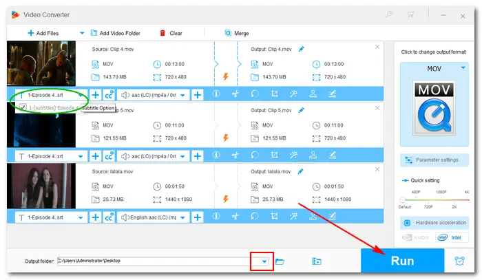 Export Files with Subtitles