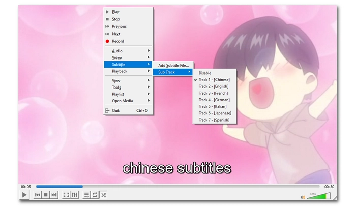 Load SRT in VLC