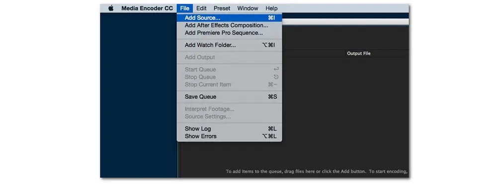 Import Video to Media Encoder