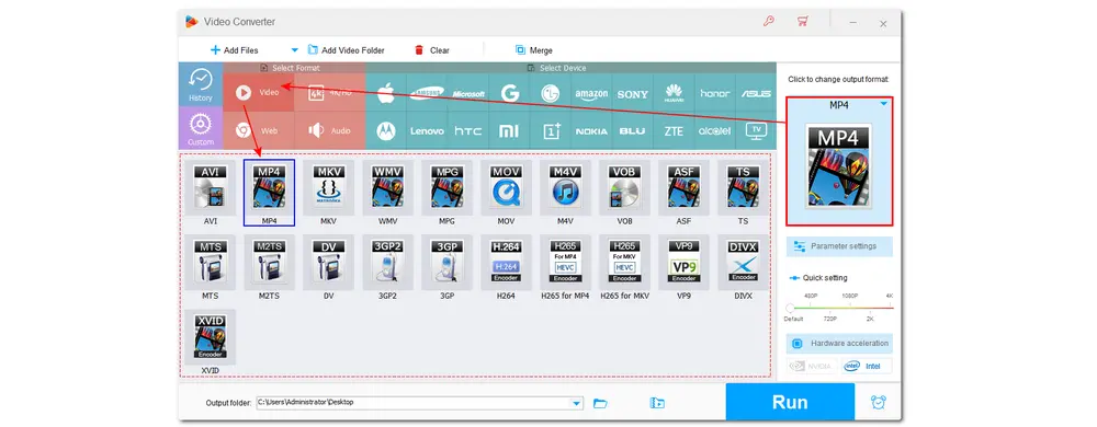 Select Output Format