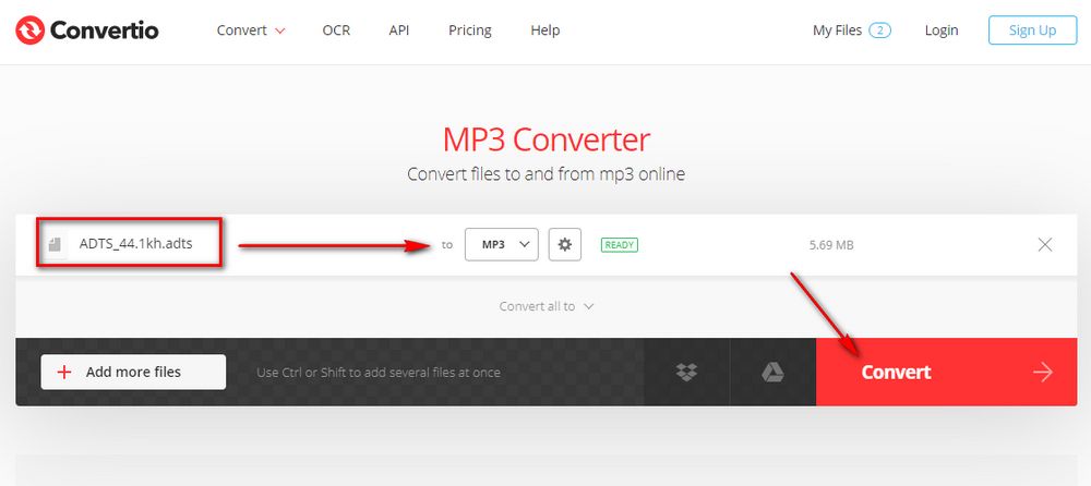 Convert ADTS to MP3 Online