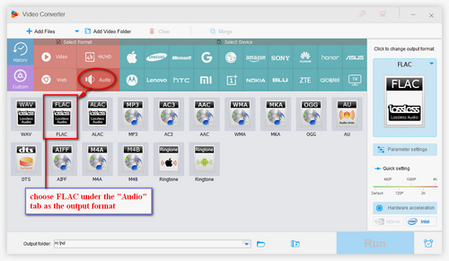 Select FLAC as Output Format