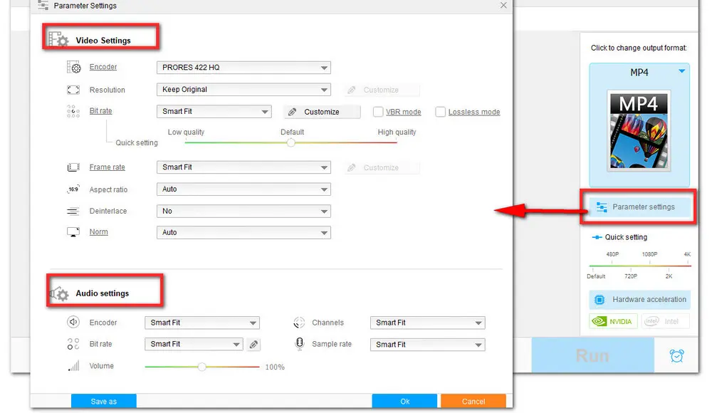 Change Video or Audio Parameter Settings