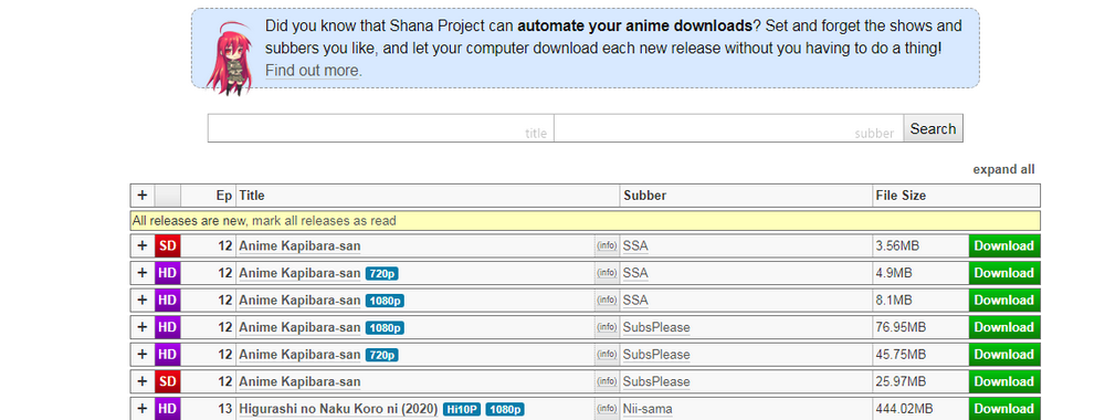 Shana Project torrent website 