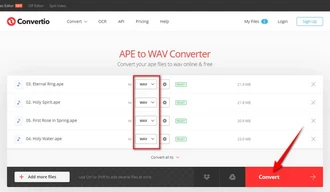 Convertio Convert APE to WAV Online