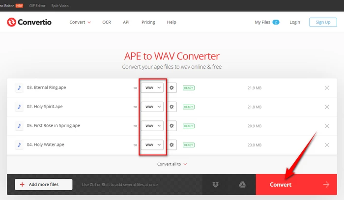 Convertio Convert APE to WAV Online