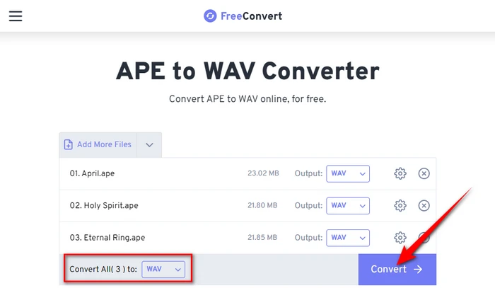 FreeConvert Convert APE to WAV iOS