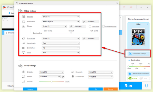 Customize parameters