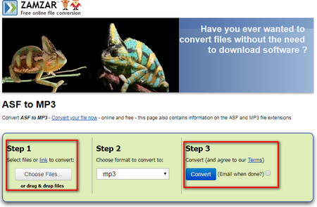 Online ASF files to MP3 files converter