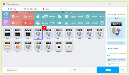 Choose the desired output format