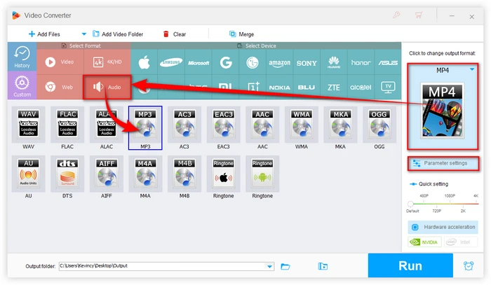 Choose MP3 as Output Format