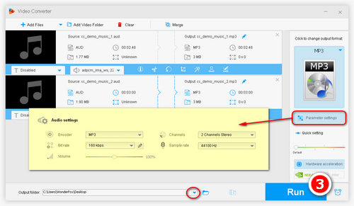 Change Audio Settings and Start the Process