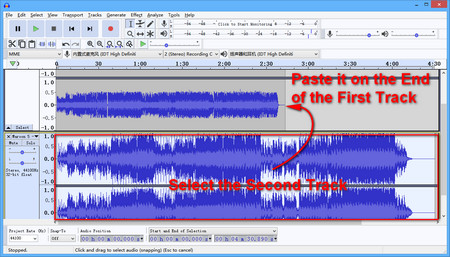How to join two audio files in Audacity 