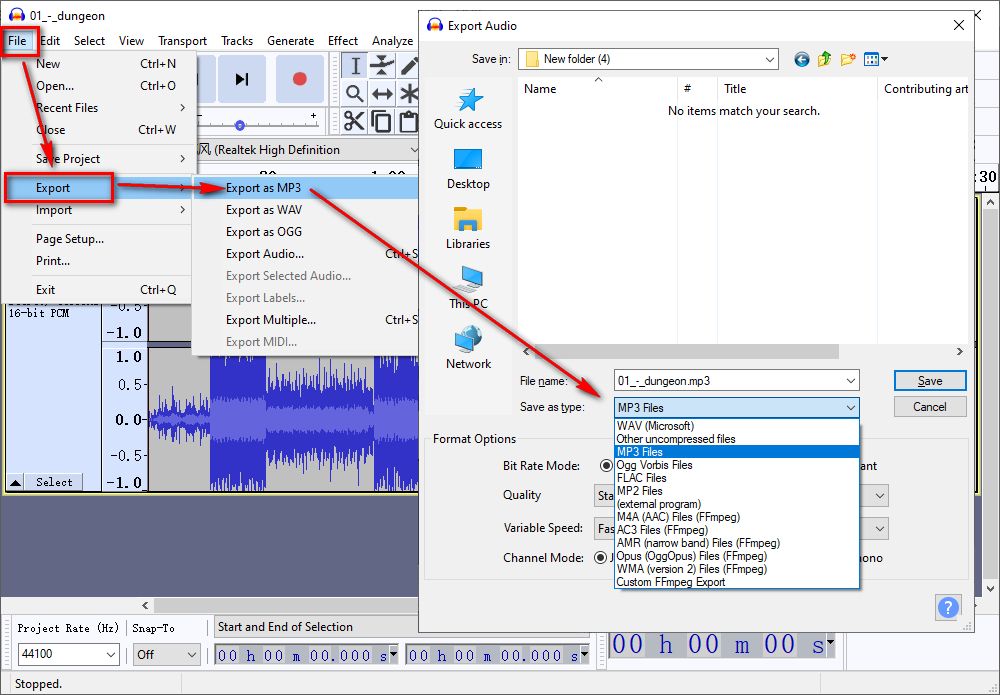 Convert Ogg to MP3 Audacity