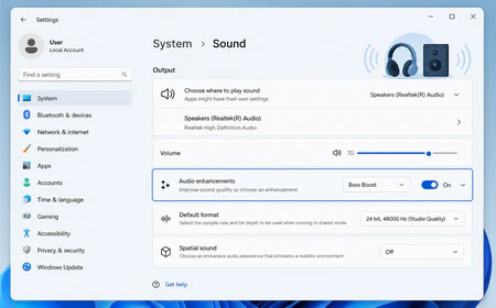 Windows 11 audio enhancements settings