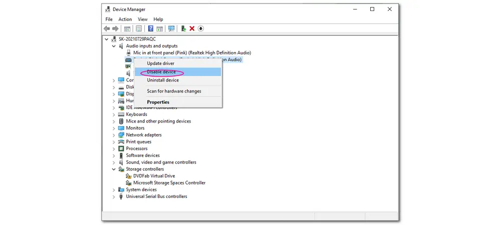 Disable Input and Output Devices