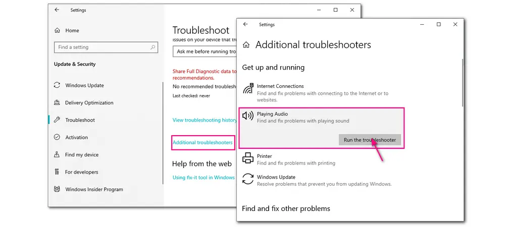 Run the Audio Troubleshooter