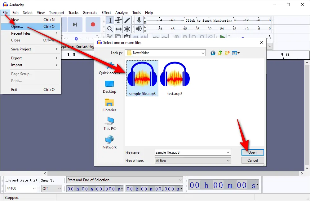 Convert AUP3 to MP3