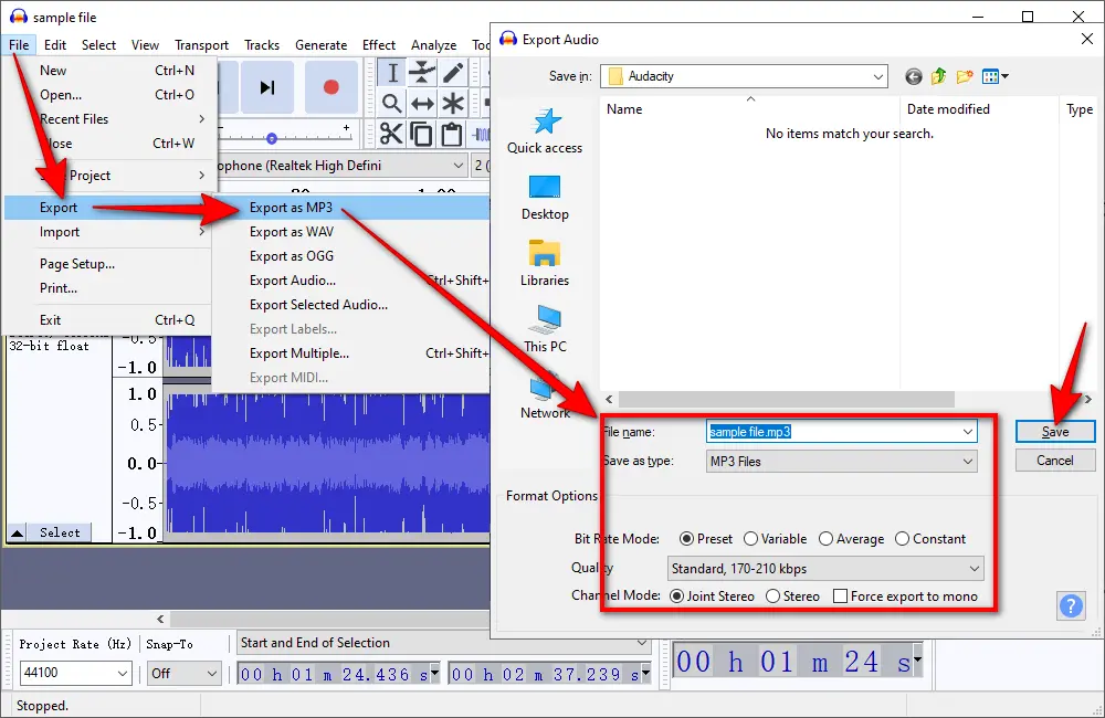 AUP3 File to MP3