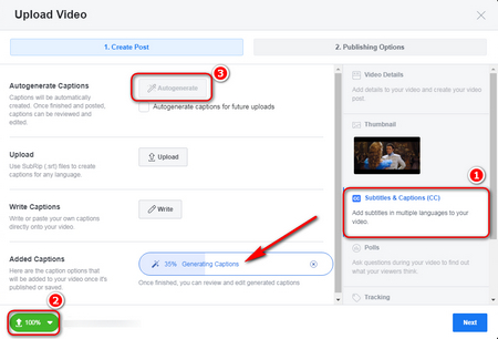 Automatic Subtitling for Facebook Video