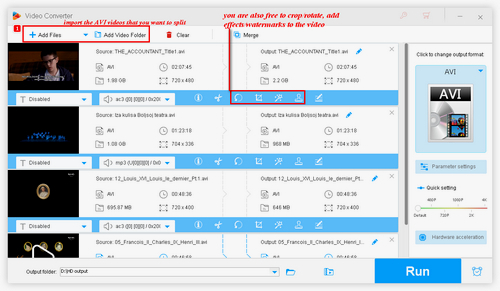 Import AVI Files for Splitting