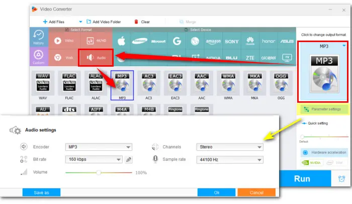 Choose MP3 as the Output Profile