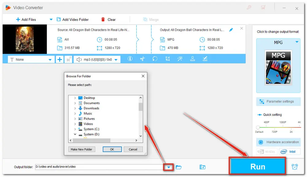 Start AVI MPEG2 Conversion