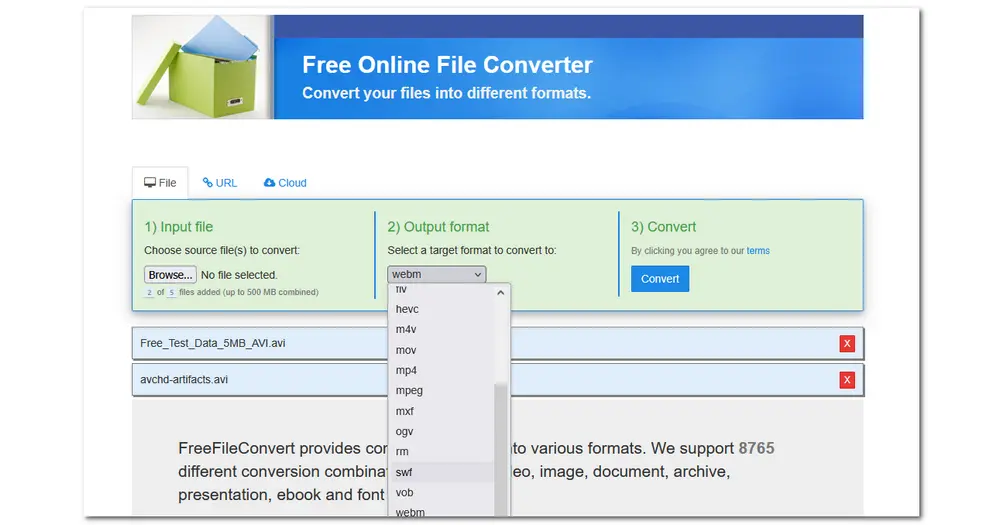 FreeFileConvert AVI