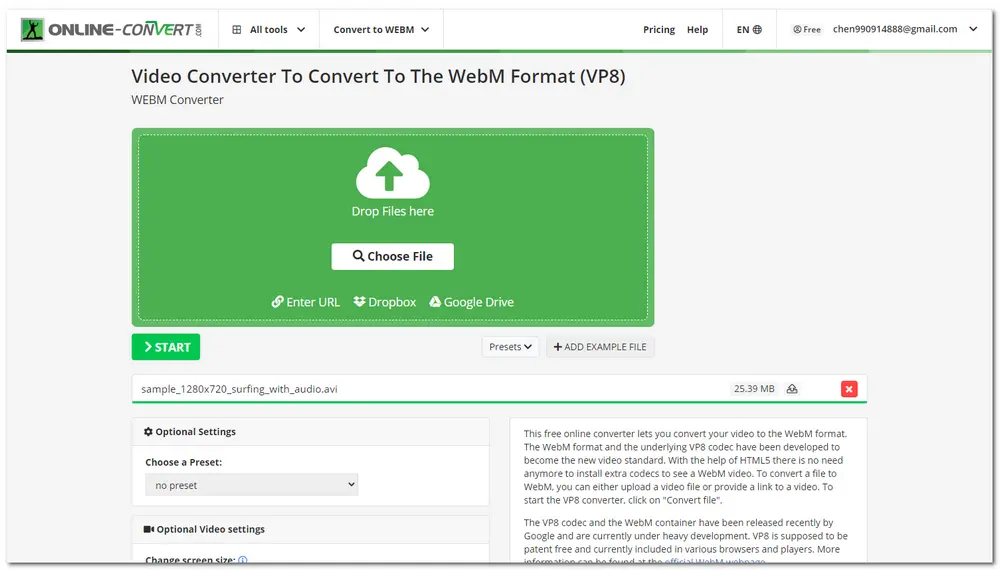 Online AVI WebM Converter