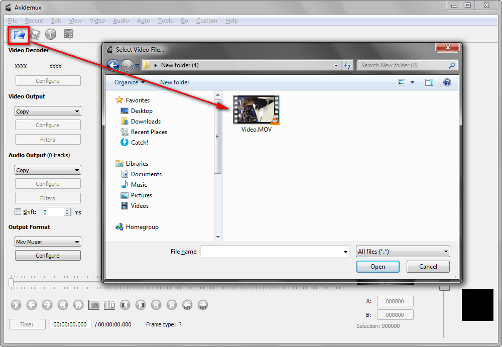 Add Rotated Video to Avidemux