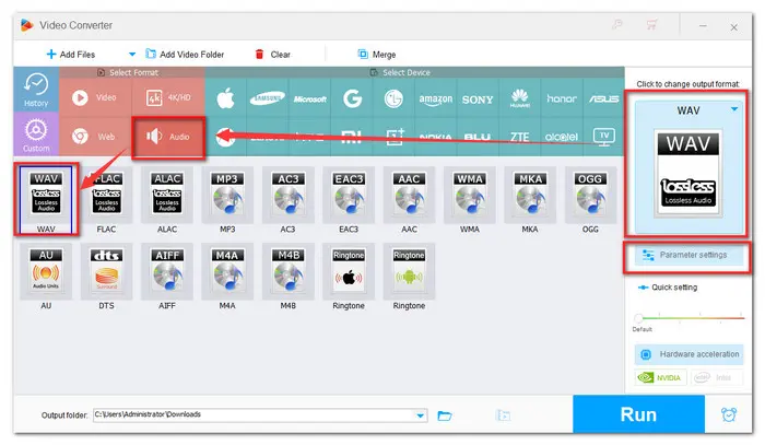 Choose WAV as Output Format