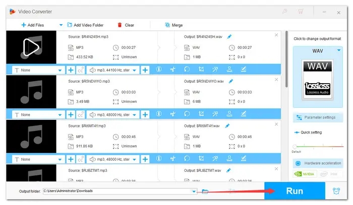 Start MP3 to WAV Batch Conversion 