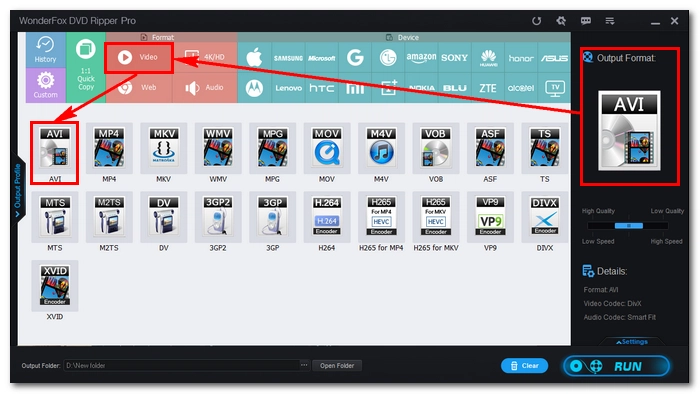 Pick Output Format
