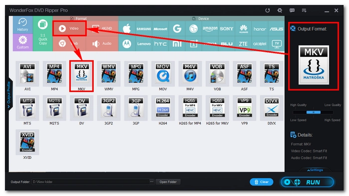 Choose MKV as the Output Format